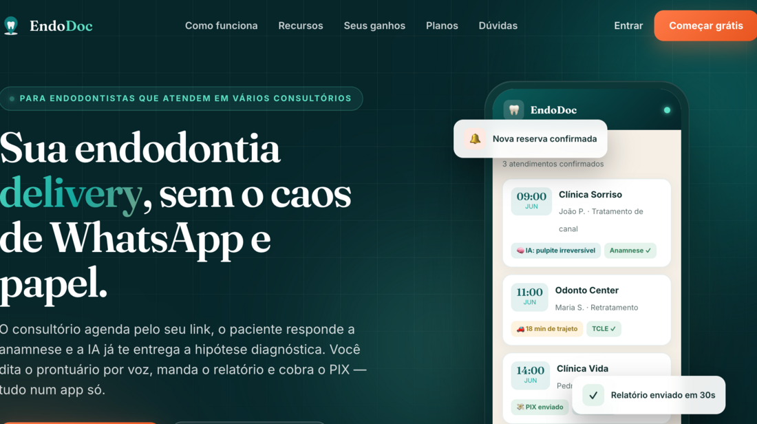 EndoDoc — sistema de agendamento para endodontistas