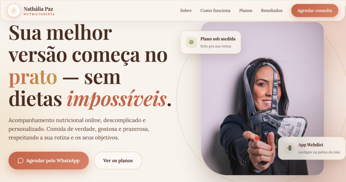 Landing page da nutricionista Nathália Paz