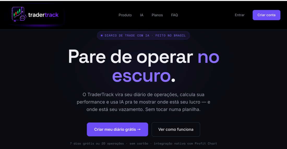 TraderTrack — diário de trade com IA